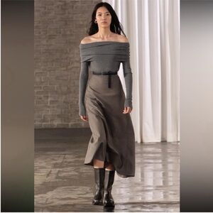 Zara, Taupe Gray, WOOL BIAS SKIRT ZW COLLECTION, large